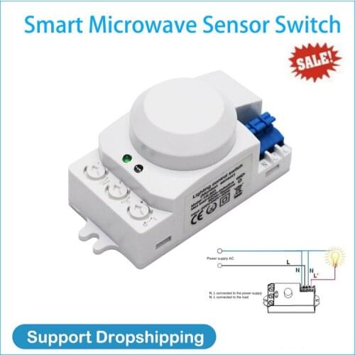 220V Smart Microwave Sensor Switch 5.8GHz R'adar Sensor 360° Infrared Movement Body Detector Corridor Lights Control Switch
