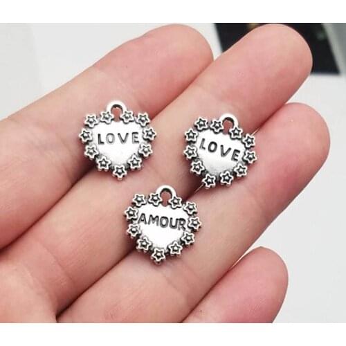 40pcs/lot--16x17mm, heart cham,Antique silver plated love amour Charms ,DIY supplies, Jewelry accessories