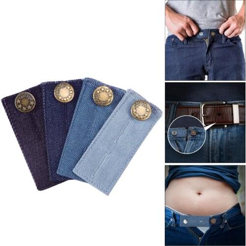 4x Elastic Waist Extenders, Adjustable Denim Waistband Expanders for Men and Women, Jeans Pants Button Extender