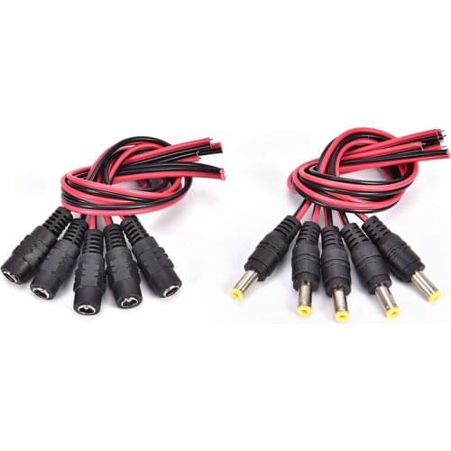 5PCS 5.5x2.1mm MaleDC Power Socket Jack Plug Connector Cable 12V