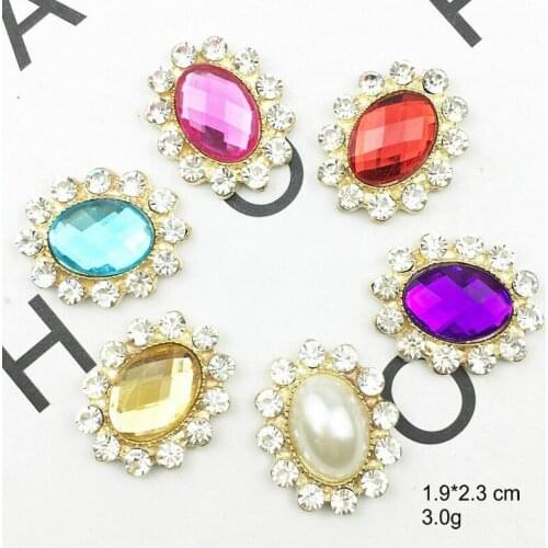 5 pcs Alloy Rhinestone accessories DIY oval diamond buckle flower plate Handmade hair accessories headdress headband material