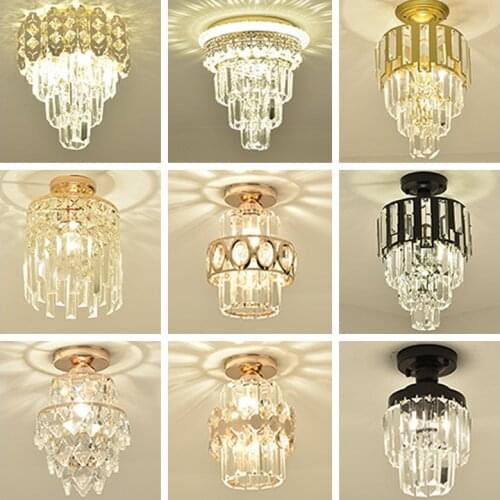 American Pastoral Country Style Wrought Iron Small Ceiling Lamp Bedroom Living Room Study Crystal Acrylic Ceiling Lights