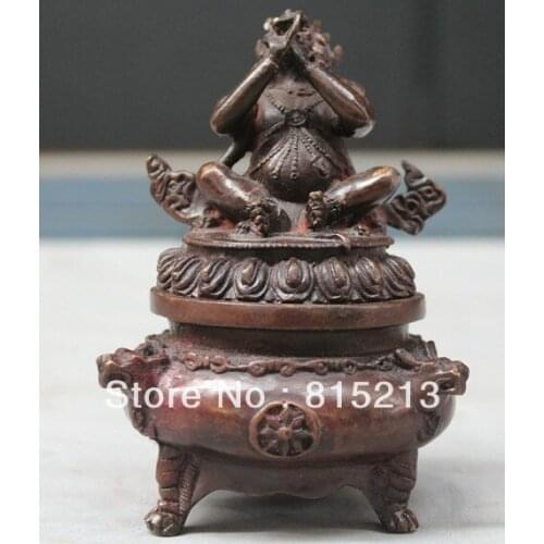 Bi00157 6" China Dynasty Palace Purple Bronze Vajradhara Buddha Incenser Burner Censer