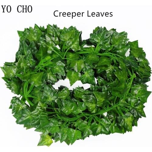 YO CHO 7PCS 2.1m Green Fake Vine Leaves Flower Wall Decoration DIY Artificial Hanging Plant Garden Set Rattan Bar Party Decor