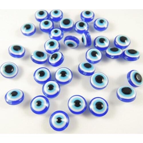 8*5mm 10*5mm Resin Turkey Medusa Blue eye evil Nazar Loose Flat Round Spacer Beads Double Face DIY Jewelry Findings Accessories