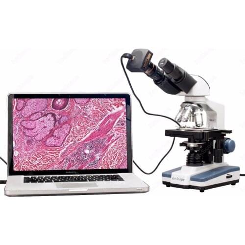 Digital Compound Microscop--AmScope 40X-2000X LED Binocular Digital Compound Microscope w 3D Stage and 8MP Camera B120B-8M
