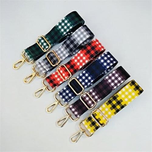 Colored Scottish Plaid Flower DIY Womens Bag Strap Shoulder Bag Hanger Accessories Adjustable Rainbow Handbag Strap Decorative