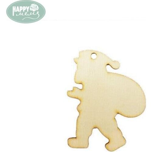 Happymems Wooden Shapes 10PCS Santa Claus Shape Christmas Decorative Tags Scrapbooking Embellishments DIY Craft Wooden Crafts