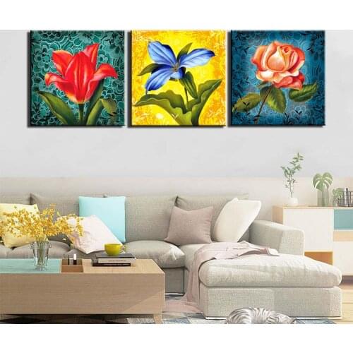 HD Prints 3 Panels Canvas Prints Painting Abstract flower Wall Art Picture for Living Room Wall Decor Home Decoration