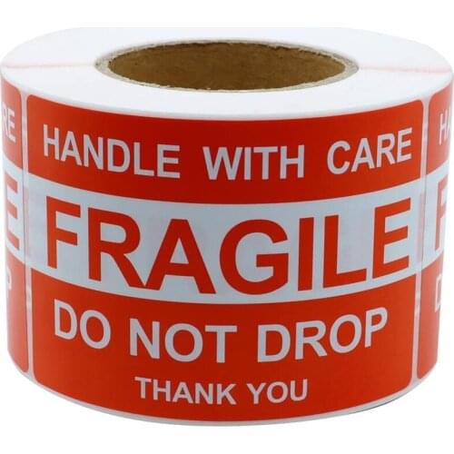 Fragile - 2"x3" Handle with Care Shipping Stickers, 500 Labels Per Roll