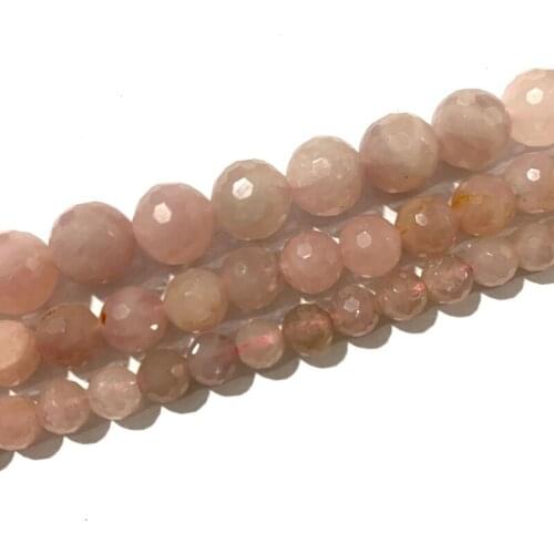 Fine AAA 100% Natural Stone Faceted Round Pink Rose Quartz Beads For Jewelry Making DIY Bracelet Necklace Earrings 6/8/10/12MM