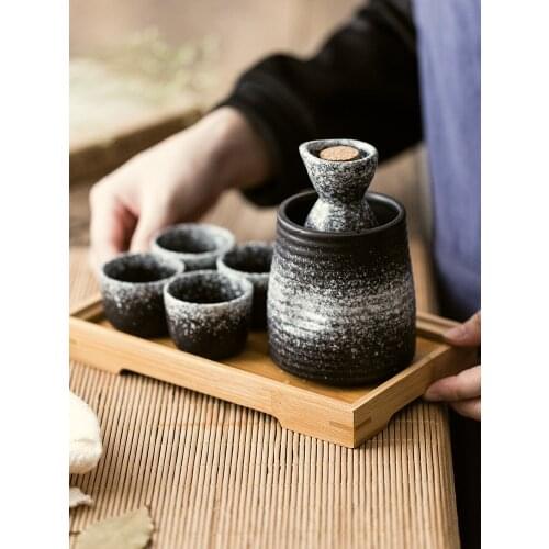 Japanese style ceramic retro sake set warm hot wine pot household yellow white wine bottle cup wine separator wineware gift box
