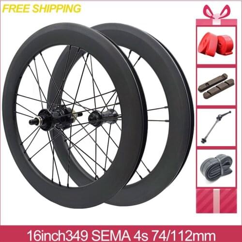 16inch 349 4speed Carbon Wheelset 74/112mm Brmopton Fnhon Gust Folding Bike Parts Straight Pull Hub 14/21h