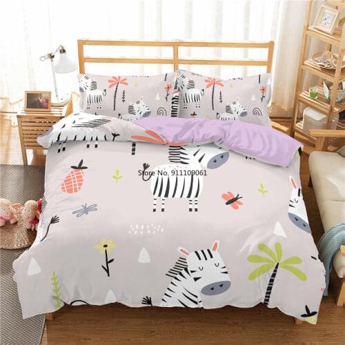 Animal Avatar Printed Duvet Cover Cartoon 3D Bedding Set Soft Quilt Cover Pillowcase Child Bedroom Single Twin Queen Double King