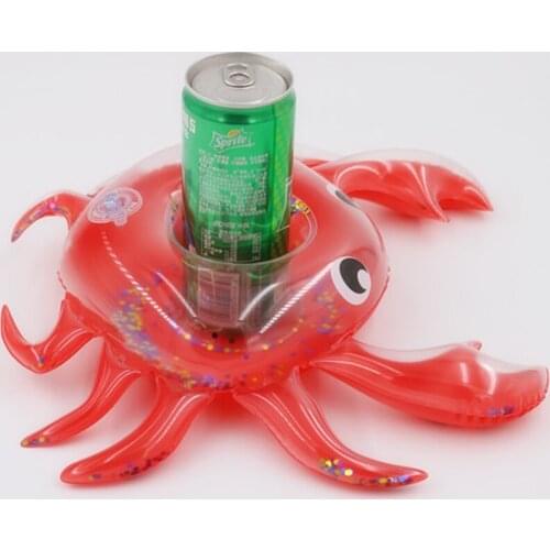 Red Crab Float Inflatable Drink Holder Decoration Swimming Pool Bathroom Beach Party Sequins Crab Cup Holder