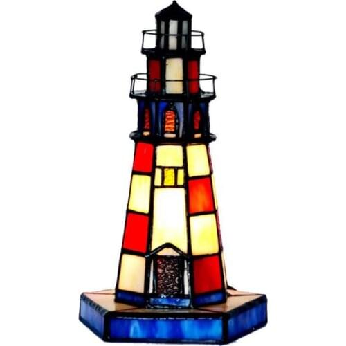 Creative Vintage Handmade Colorful Glass Lighthouse Table Lamp for Foyer Bed Room Bar Apartment Glass Night Light H 26cm 1089