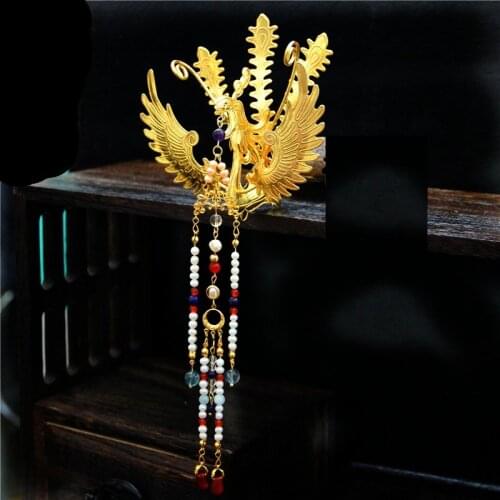 LYZ Hand Carving Phoenix Tassel Hair Stick with Agate Beads Chinese Traditional Hair Jewelry Vintage Handmade Hair Accessory