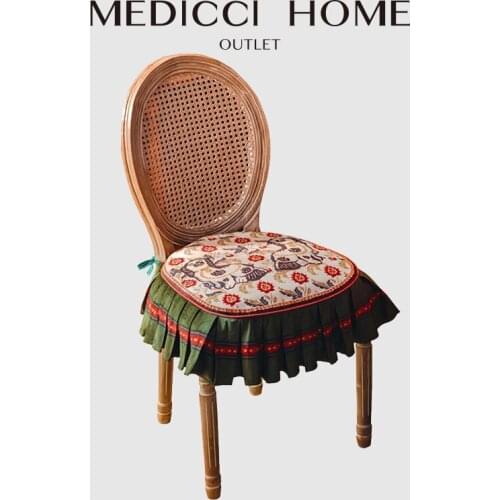 Medicci Home Retro Chair Seat Cover Old Furniture Decorative GG Style Babylonian Dog Luxury Chair Slipcover Ruffled Non Slip