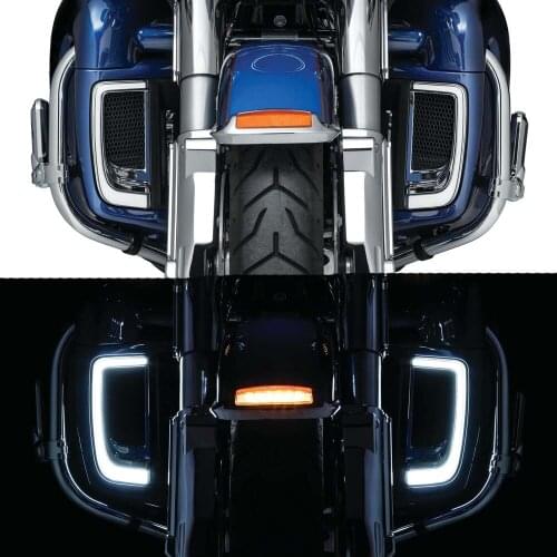 Motorcycle LED Turn Signal Light Fairing Lower Grills Black For Harley Touring Street Glide Road Glide Electra Glide FLHTK FLTRU