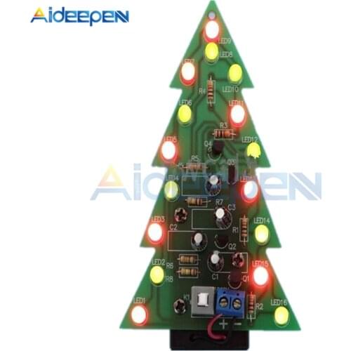DIY Kit Christmas Trees LED Circuit Electronic PCB Board Module Red Green Flash Light Electronic Suit Holiday Decoration