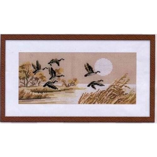 Embroidery Package Hot Sell Best Quality Cross Stitch Kits Wild Geese Moon Animal Scenery Free Shipping