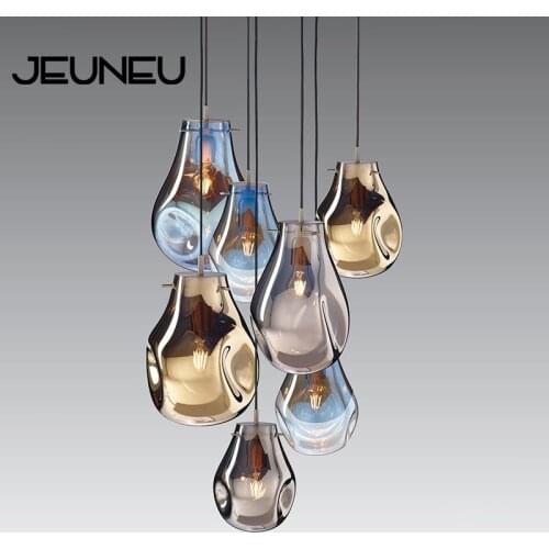 Nordic Simple Personality Pendant lamp 220V LED E27 Single head Glass Pendant lights Bedroom Bedside Restaurant Bar Hanging lamp