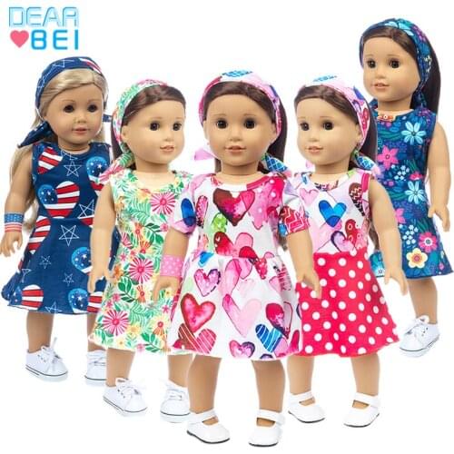 New Dress 4pcs in 1 Fit For American Girl Doll 18 Inch Doll Clothes , Shoes are not included