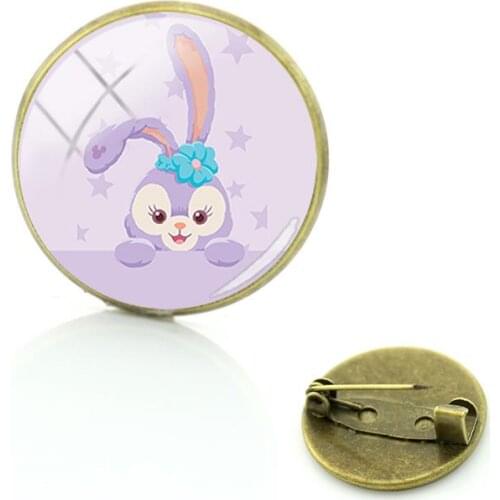 Disney Retro Style Plush Doll Brooch Pin Jewelry High Quality Glass Cartoon Brooch Ladies Gift
