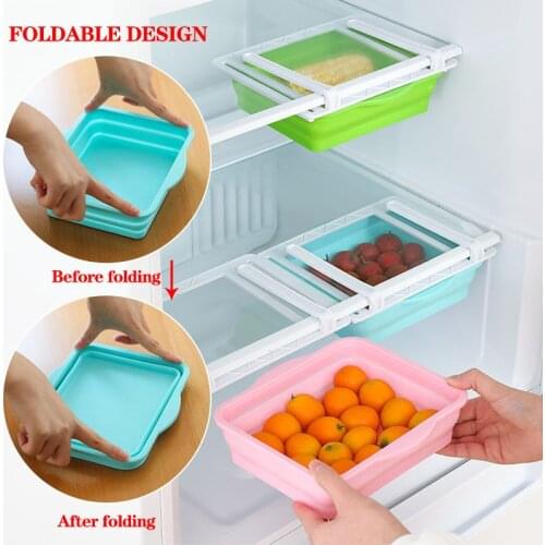 Transparent Drawer Refrigerator Storage Box Foldable Food Storage Sorting Box Kitchen Fresh-Keeping Storage Container