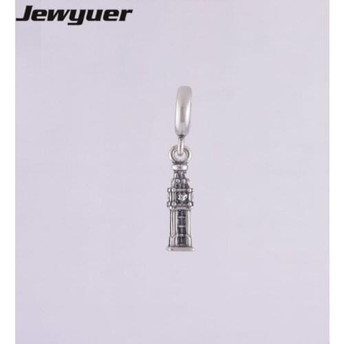 925 Sterling Silver fine jewelry Big Ben Tower Screw Charms Bead Suitable for charm beads Bracelets DIY Jewelry Making DA012