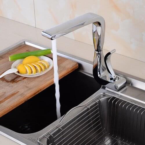 Kitchen Sink Faucet Kitchen Mixer Faucets Single Lever Chrome/Nickel/Black Oil Brass Swivel 360 Degree Hot and Cold Water Taps