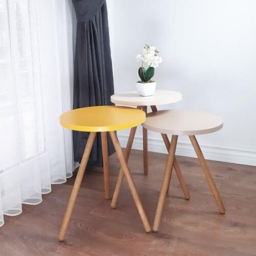 Modern İntergo Color Triple Zigon coffee table Wood Pedestal Round Pastel Design coffee table table basse