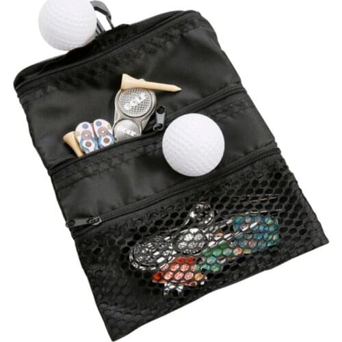 THINKTHENDO Portable Canvas Golf Ball Bags Holder Zipper Mesh Pouch Storage For Outdoor Training