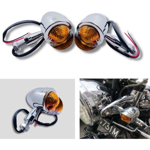 Yecnecty 1 Pair Chrome Motorcycle Turn Signal Light Universal Aluminum Motor Bicycle Flashers For Aprilia Triumph Victory Honda