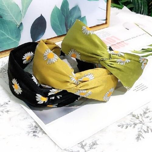 High Quality Daisy Floral Headbands For Women Girls Hairbands Cross Twisted Hair Band Lady Hair Hoop Hair Accessaries Headwear