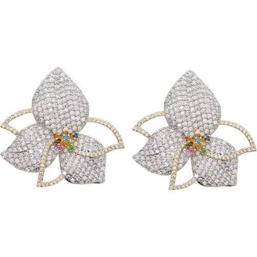 2020 spring new rainbow colorful cz lovely beautiful Flower stud earring women fashion korean big earrings jewelry