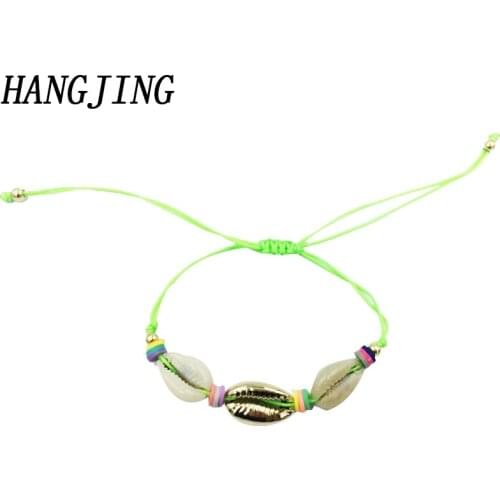 Fashion Adjustable Gold Silver Couple Charm Love Leg Wrap Luxury Shell Bresilien Bead Bracelets For Women Femme Boheme 2019