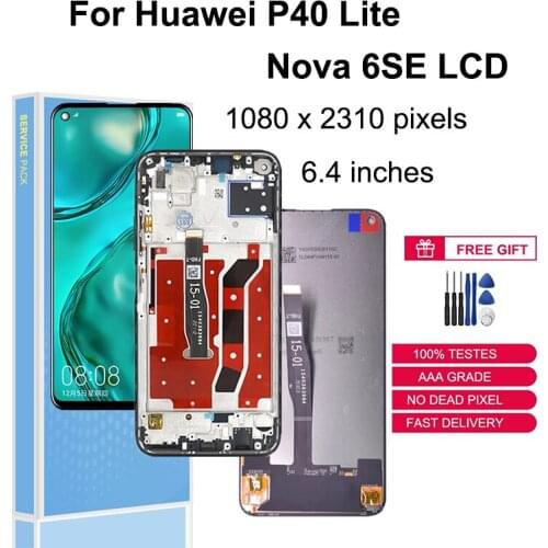 For Huawei P40 Lite LCD Display Screen Touch Replacement Parts Nova 6se Digitizer Assembly JNY-L21A L01A L21B LCD With Frame