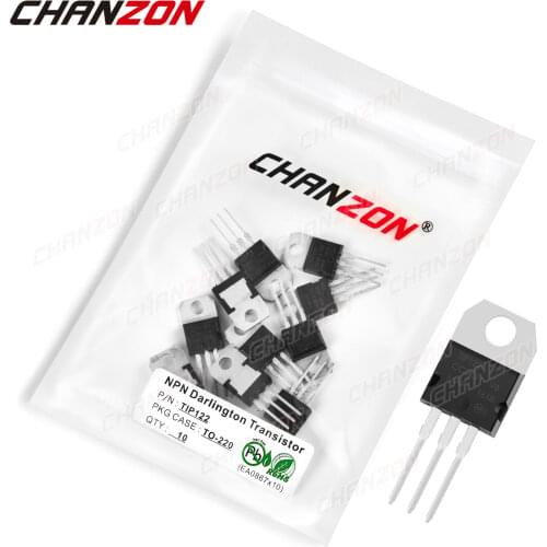 10pcs TIP122 TO-220 NPN Darlington Power Transistor Bipolar Junction BJT Powerful Triode Tube Fets 5A 100V Integrated Circuits