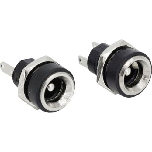 10 PCS 3A 12V For DC Power Supply Jack Socket Female Panel Mount Connector 5.5mm 2.1mm Plug Adapter 2 Terminal Types 5.5*2.1