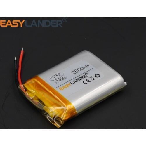 3.7V 2500mAh 124050 Rechargeable li Polymer Li-ion Battery For bluetooth MP3/MP4/MP5 GPS PSP Lampe speaker toys
