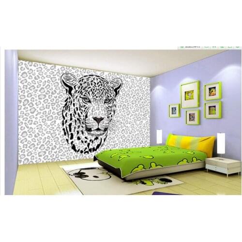3D three-dimensional childrens room leopard background wall decoration painting wall 3d wallpaper Home Decoration