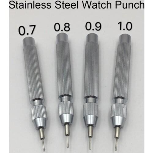 4pcs Stainless Steel 0.7 0.8 0.9 1.0 Multi Size Watch Punch Watch Band Link Pin Remover Tool Watchband Needle Removal Tool Set