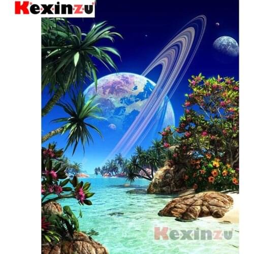 Kexinzu 5D Full DIY Square/Round Diamond Painting"Planet Beach"3D Embroidery Cross Stitch Mosaic diamondpainting Gift #K00445
