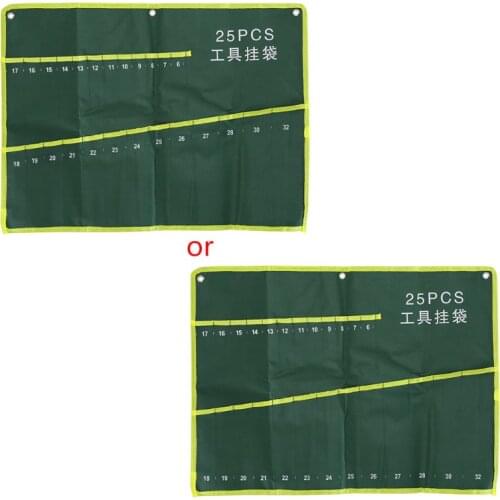 6/8/10/25 Pocket Grids Canvas Roll Spanner Plier Wrench Tool Storage Bag