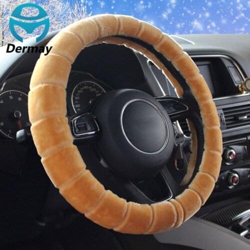 7Colors WARM WINTER FUR STEERING WHEEL COVER Fit CAR WHEEL STEERING 14-15" Most Cars FREE SHIPPING