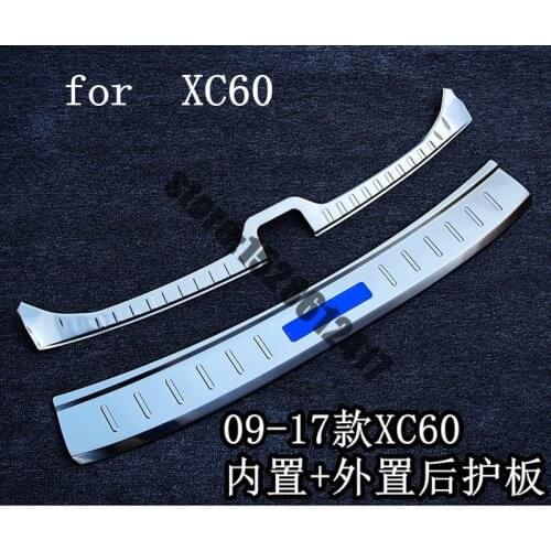 Car styling Stainless steel Internal External Rear Bumper Protector Sill Trunk Tread Plate Trim for VOLVO XC60 2009-2017