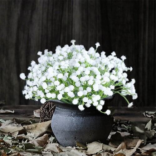 White Artificial Baby Breath Flowers Fake Gypsophila Bouquets Faux Real Touch Flowers For Wedding Decor DIY Home Garden Party