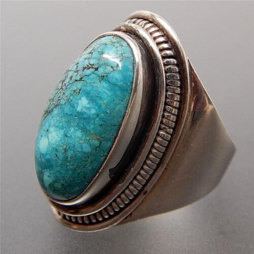 Large Oval Blue Stone Knuckle Rings for Women Gift Vintage Boho Ring Men Jewelry Ring Bague Femme Anillos L3J385