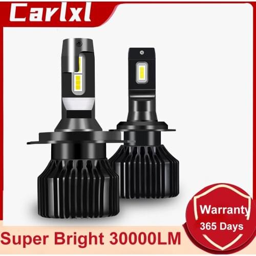 Carlxl Mini Lampada H4 H7 LED Car Headlight 30000LM 6000K Lamp H1 9005 HB3 9006 HB4 H8 H9 H11 Fog Lights Bulb Turbo Fan 12V 24V